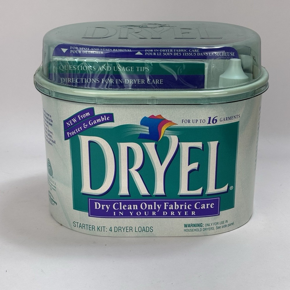 NEW 1997 Dryel Original Home Dry Cleaning Kit Fabric Care 4 Loads 16 Garments